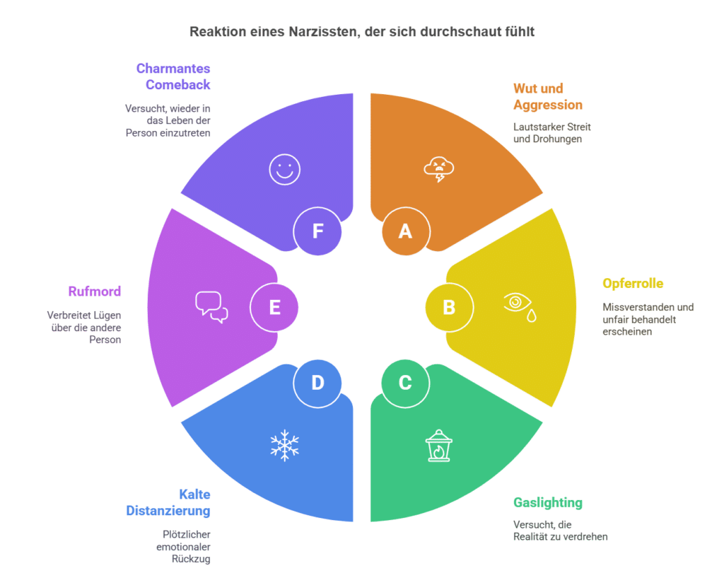 Typische Reaktionen eines Narzissten, wenn er sich durchschaut fühlt