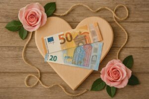 Hochzeitsgeschenk Geld - Herz aus Holz
