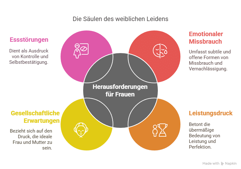 Das weibliche Leiden und Herausforderungen für Frauen - Grafik