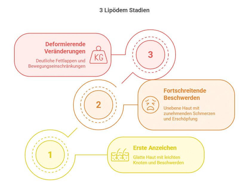 Die drei Lipödem Stadien im Überblick - Grafik
