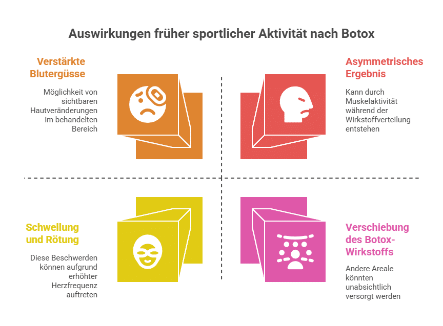 Mögliche Nebenwirkungen nach Botox bei zu früher sportlicher Belastung - Grafik