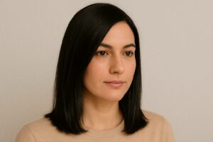 Frisur schulterlang mit Seitenscheitel