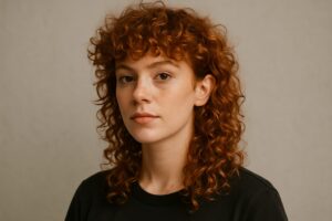 Lockige Vokuhila Frisur