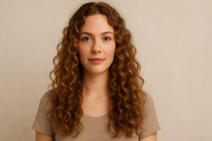 Lockiger langer Haarschnitt