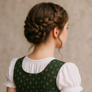 Oktoberfest Frisuren mit Zopf rund um den Kopf Anleitung