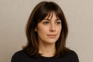 Stufenschnitt mit Pony zählt zu den Frisuren halblang