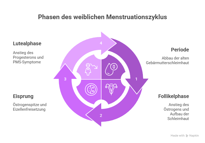 Phasen des weiblichen Zyklus und Auswirkung auf Stimmung - Grafik